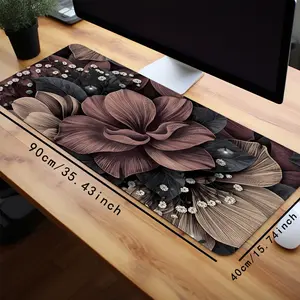 Floral Mouse Pad Stylish Artistic Desk Mat Extended XL MousePads Office Desk Accessories- Multicolor Non-Slip Stitched Edge Computer Mat For Desk 35.4x15.7 Inches Rubber Base Keyboard Pad Desk Accessory