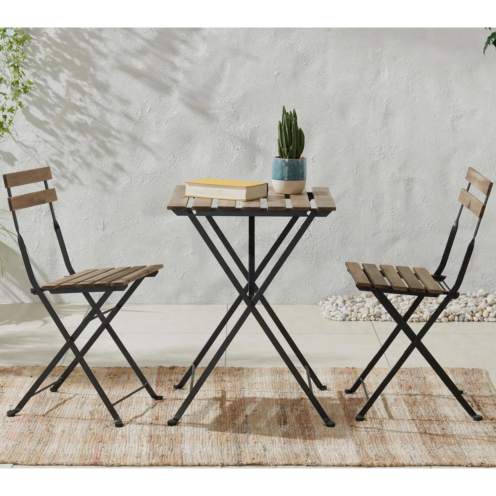 Lavish Home Folding Patio Bistro 3-Piece AcaciaWood Cafe