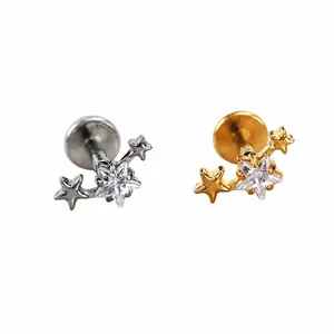 Star shaped nose stud, 18G/16G Titanium Star Labret Stud Earring,  celestial earrings, Tragus Earrings, Helix, Cartilage Earrings, Internally Threaded Earrings,  Flat Back Earring, piercing jewelry