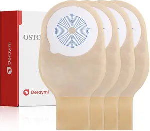 DERAYMI 30 PCS Colostomy Bags, Ostomy Supplies with 6 Clamp Closure, 15mm-65mm Cut to Fit Ostomy Bag for Ileostomy Stoma Care, Single-Layer Non-Woven Drainable Pouches