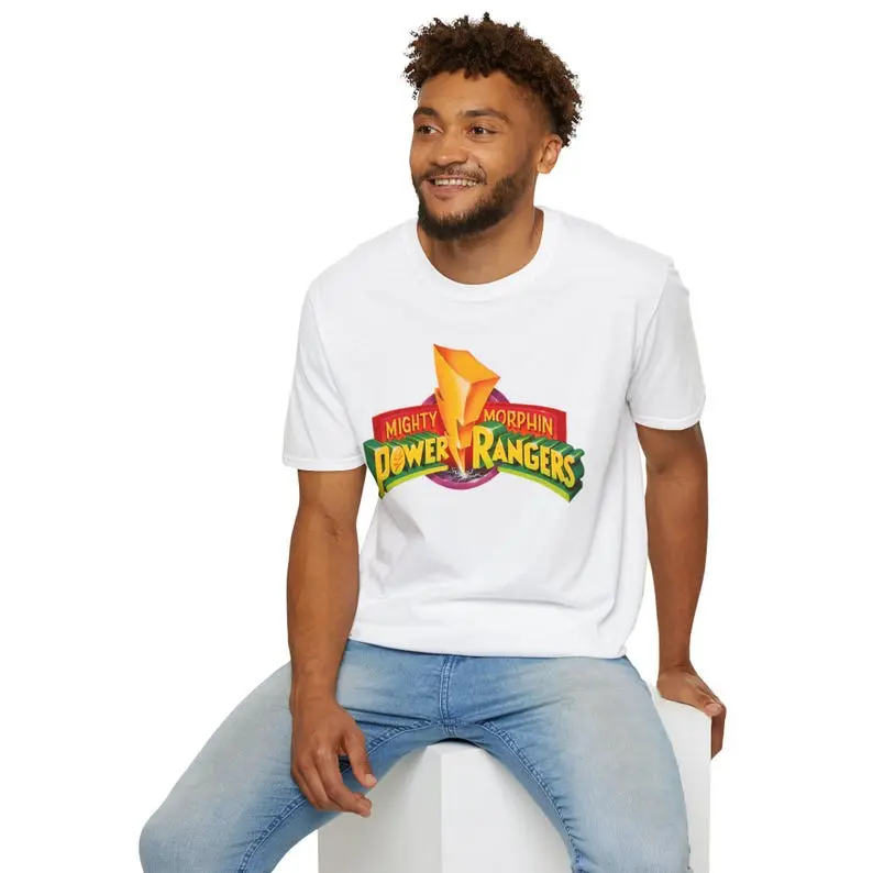 Power Rangers Unisex Crewneck Tee, Mighty Morphin Power Rangers Front Design T-Shirt, Soft Cotton Tee, Power Ranger Fan Gift, Unisex, Color Variation, Comfortable Casual Wear