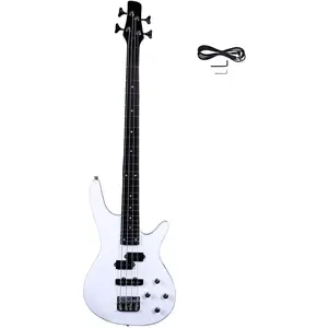 GLARRY Electric Bass Guitar Full Size 4 String Exquisite Stylish Bass with Power Line and Wrench Tool