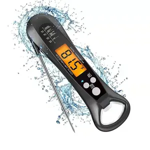 Meat Thermometer, Waterproof & Ultra-Fast Instant Read Food Thermometer, Accessory Backlight and calibrated LCD Digital Display, Steak Temperature Probe, Deep Fry,BBQ,Grill and Roast, Black