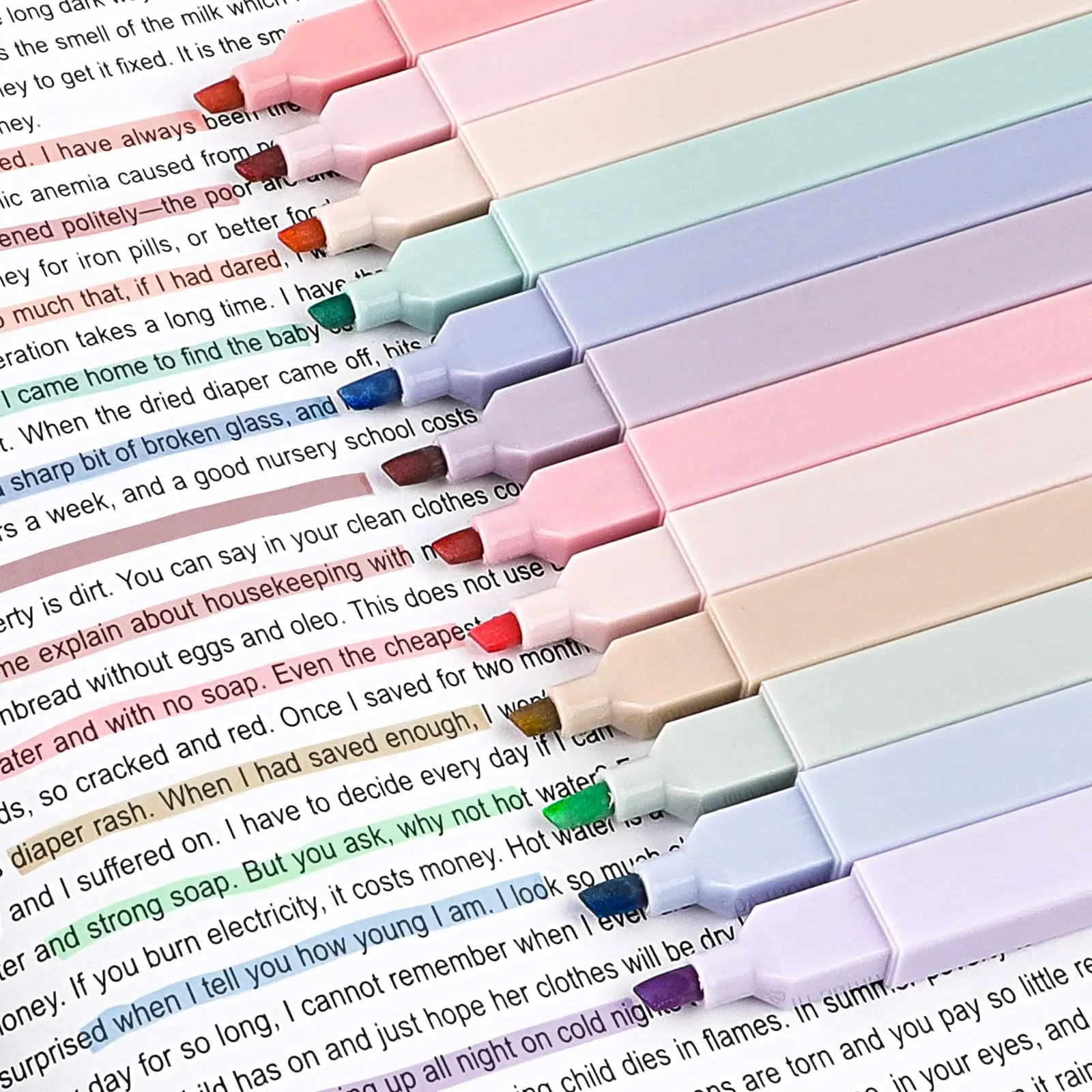6-Pack Doodle Highlighters Set, Soft Tip Fluorescent Pens in Muted Colors, Coloring Supplies, Stationery Supplies, Ideal for Journaling and Eye Protection, No Battery Required