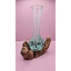 Teak Wood Root and Molten Glass Vase- Driftwood