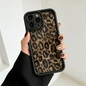 Leopard Print Pattern Case for iPhone 17 16 15 14 Pro Max 13 12 11 Air XR XS Plus Shockproof Full Camera Protection Durable slim Silicone Cover Gifts for women men girls boys