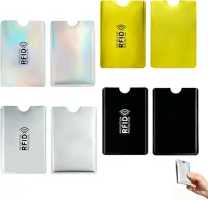 Ultra-Thin RFID Blocking Anti-Skimming Card Sleeves Set, Slim Credit Card Protector Holders with Waterproof Aluminum Foil, Multi-Color Wallet Inserts for Debit Cards, Bank Cards