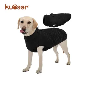 Kuoser Large Dog Coat, Windproof Dog Jackets, Warm Dog Coat with Harness Built in, Dog Cold Weather Coats Dog Snow Jacket