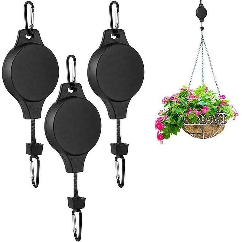 Garden Hook Adjustable Raising Hanging Basket Bird Cage Flower Pot Hook Creative Home Organiser Hanging Tool, Durable & Easy Install Design, Adjustable Hanging Organizer