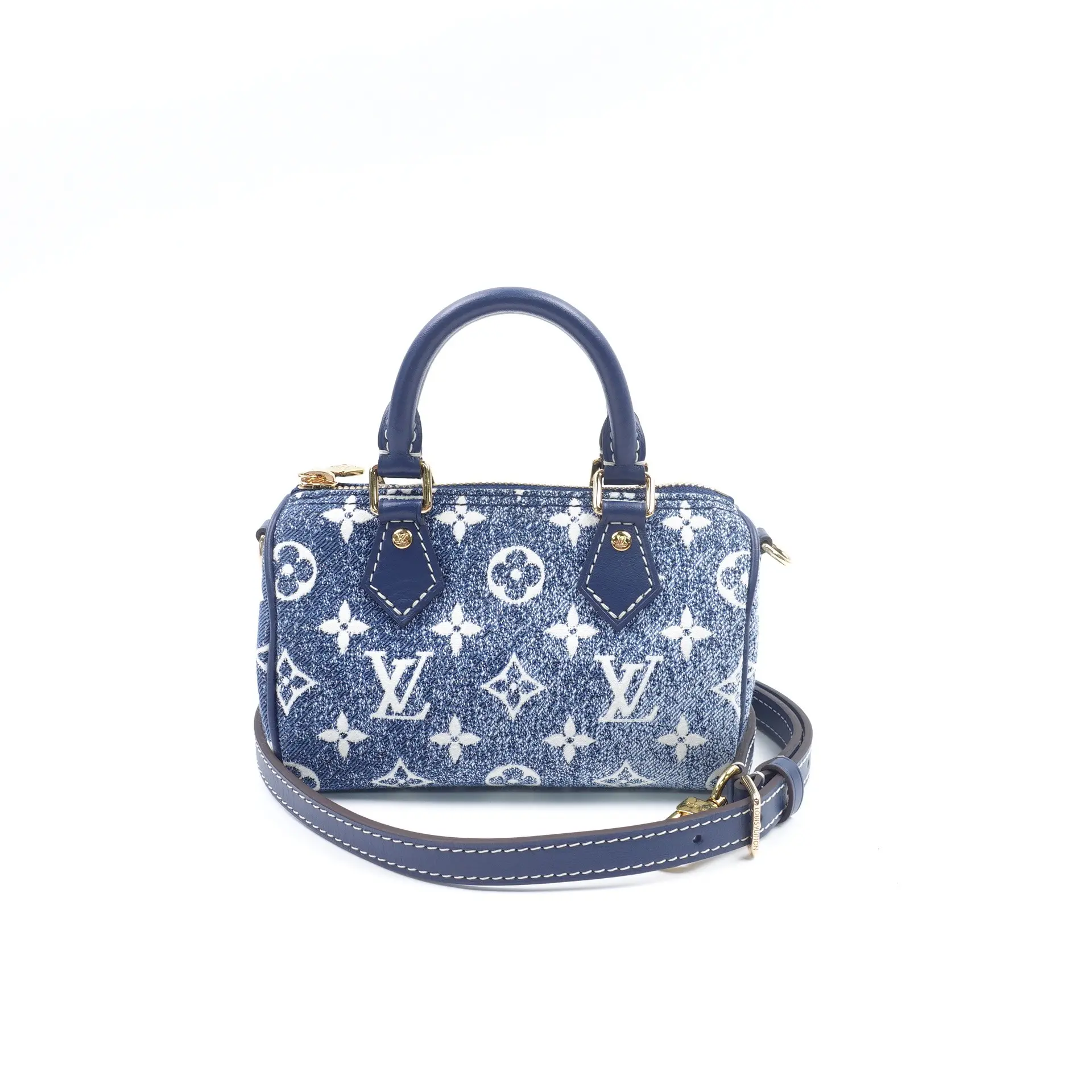 Pre-owned Louis Vuitton Denim Shoulder Bags Speedy Nano Blue Shuolder Bag T10382520