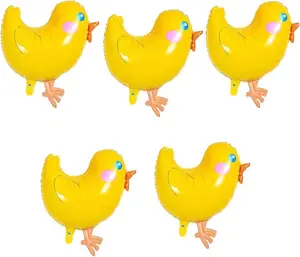 Chicken Mylar Foil Balloon,Easter Birthday Party Decorations,5Pcs