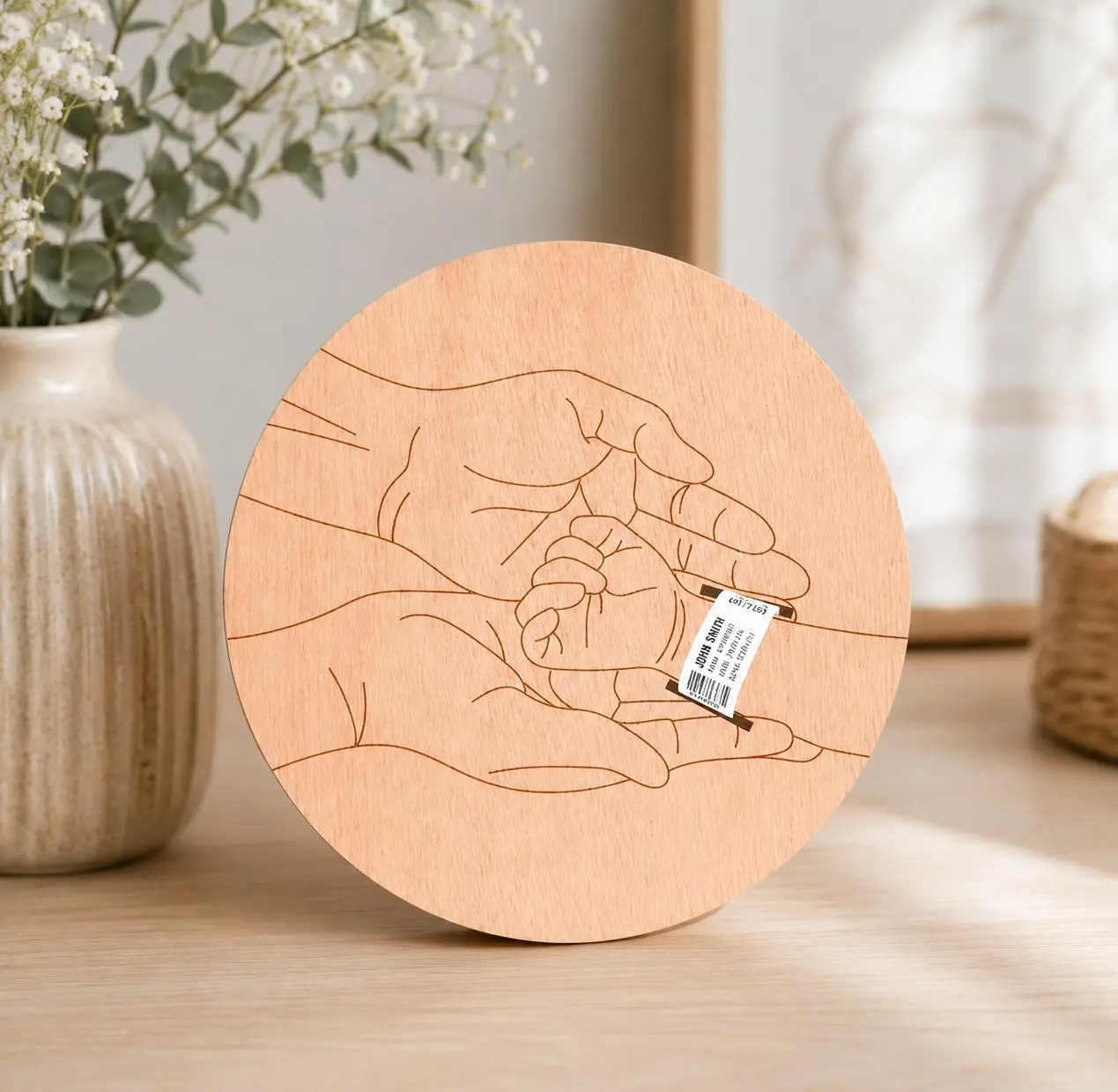 NOGN x Newborn Hospital Bracelet Display Holder, Personalized Engraved Wooden Baby Keepsake, Parent Memorial Gift