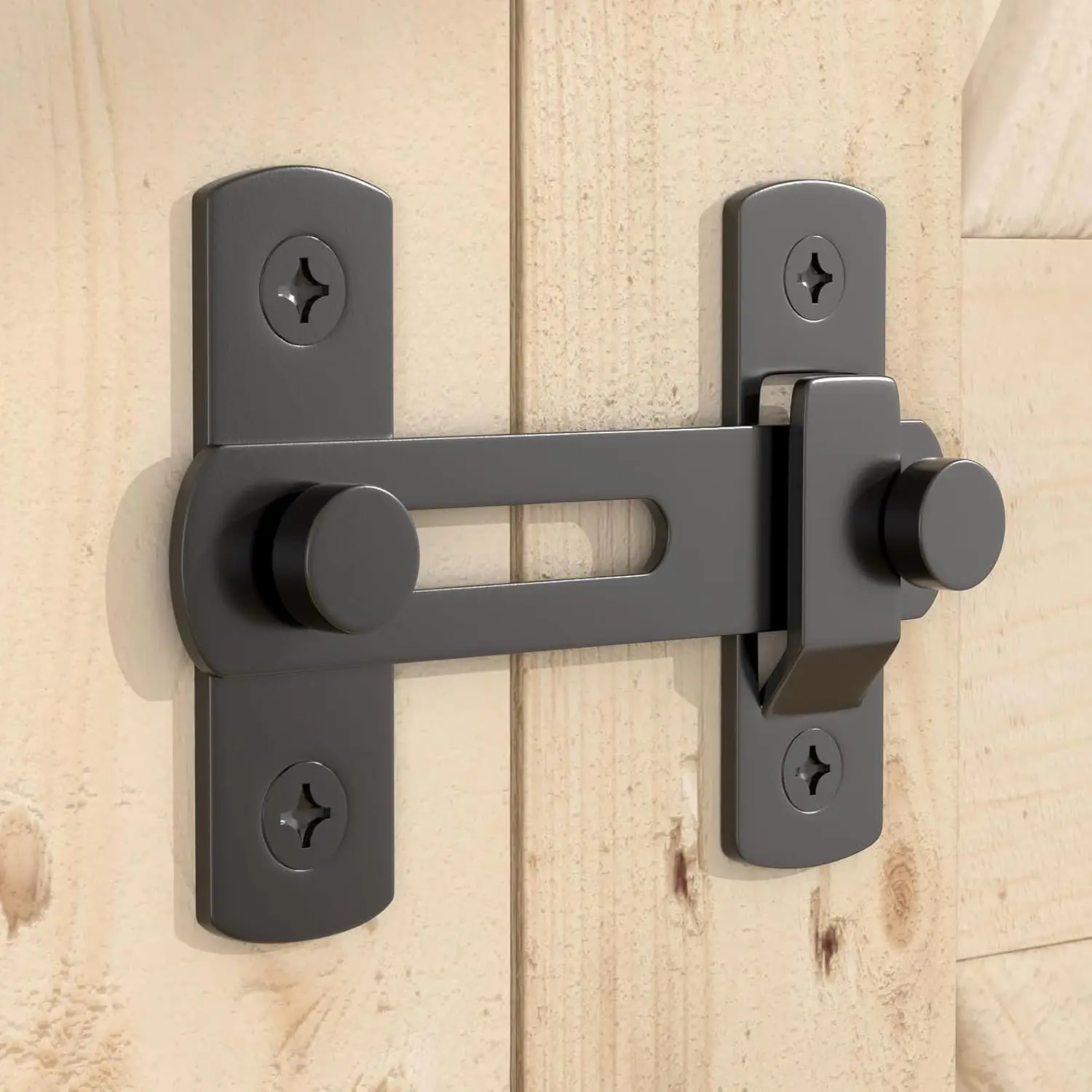 180° Degree Flip Sliding Door Lock, Stainless Steel Gate Latch for Garage Bathroom Garden, Heavy Duty Security Lock with Screws