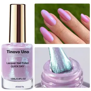 Tinovo Uno Shell Purple Glitter Bead Nail Polish 12ml, Natural Drying,No-Bake Quick-Dry Formula, Glossy Long-lasting Shine, Salon Effect, Lasting and Convenient, Nail Art, Manicure, Cosmetic