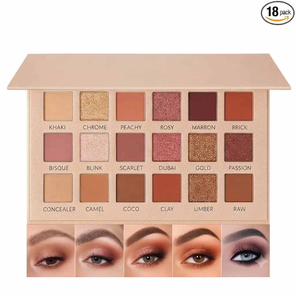 Natural Eyeshadow Palettefor Older Women – Champagne Shimmer Matte & Glitter Finish with Built-In Concealer Shade – Mauve Plum Brown Nude Eyeshadow Palette, Cream Eyeshadow for Mature Skin