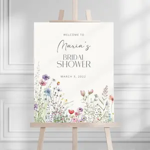 Floral Bridal Shower Welcome Sign With Wildflower Bridal Shower Signage, Love Is In Bloom Bridal Shower Template, Wildflower Welcome Sign