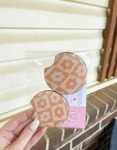 Orange Retro Car Coaters, Machine Washable Coasters