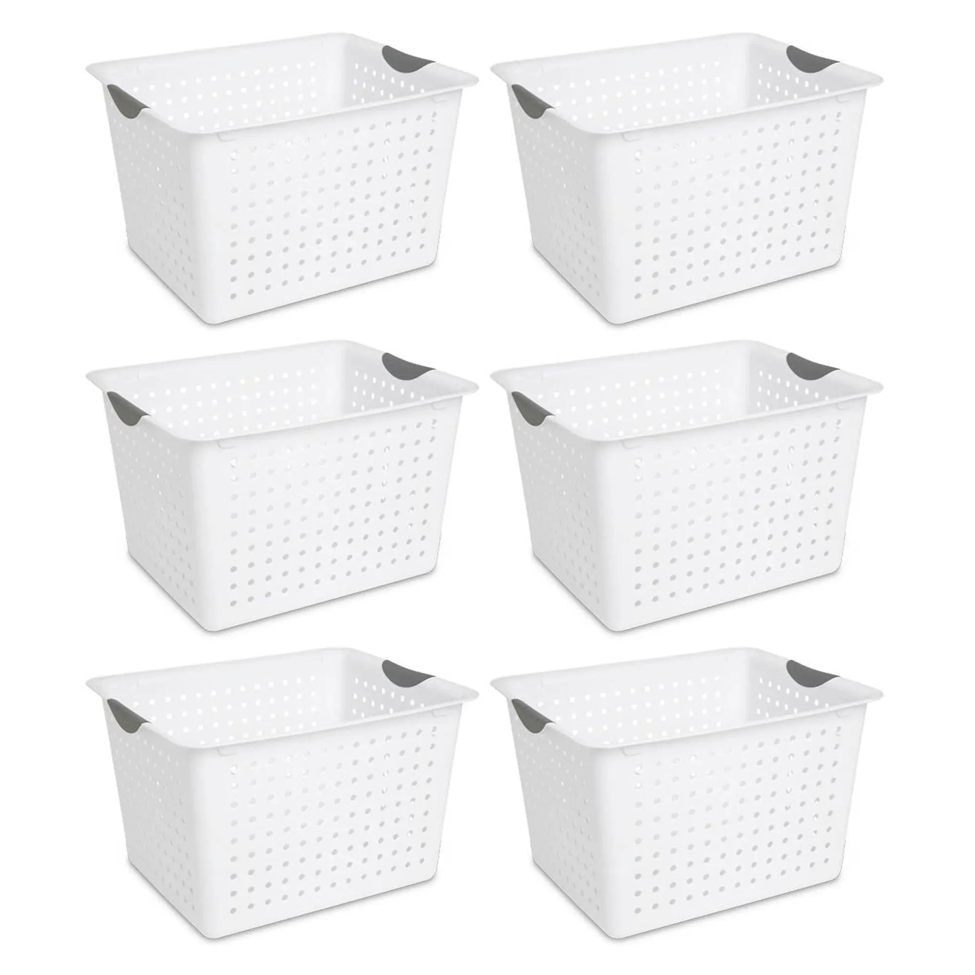 Sterilite Large Deep Durable Ultra Plastic Storage Basket Tote, White (6 Pack) Organiser Set Sterilite Large Deep Durable Ultra Plastic Storage Basket Tote, White (6 Pack) Organiser Set