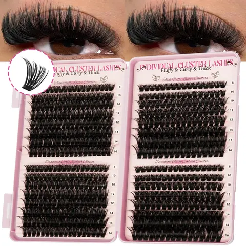 544pcs- 80D+100D individual false eyelash cluster, eyelash cluster, Volume cluster lashes, D Curl Clusters, 8-16mm mixed length, dense, Synthetic Lashes, light and soft, easy to fit and reusable, Cluster Eyelashes Extensions