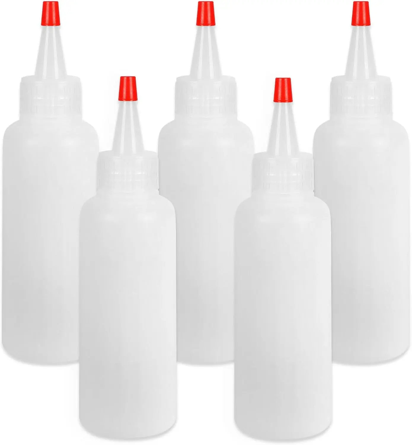 10 Pack Squeeze Bottles, 4 Oz Plastic Condiment Squeeze Bottles with Red Twist Top Cap, Empty Squeeze Bottles for Sauces, Ketchup, Mustard, Syrup, Oil, Dressings, Travel, Lab, and Crafts