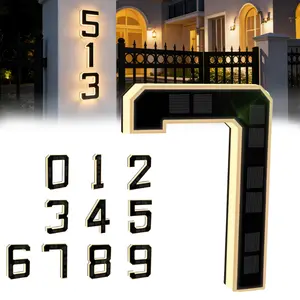 9 Inch Solar LED Waterproof Address Numbers, Outdoor Illuminated House Number Sign for Home Exterior DIY Decoration
