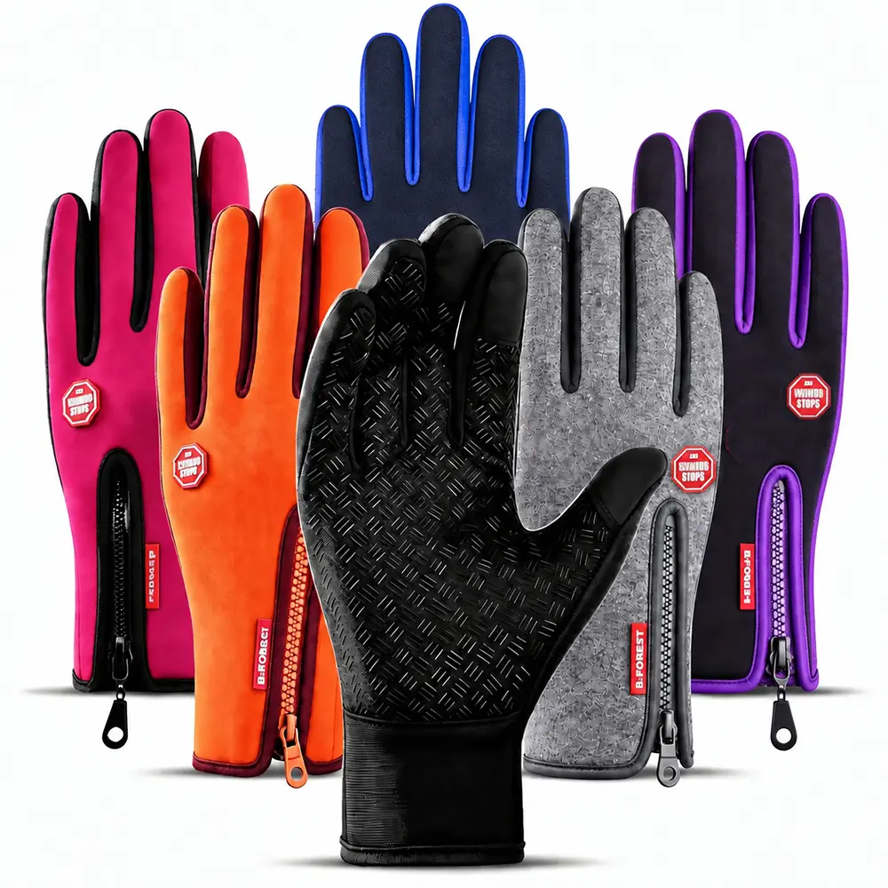 1/6pair Colorful Gloves with Zipper Closure for Versatile Use in Various Colors