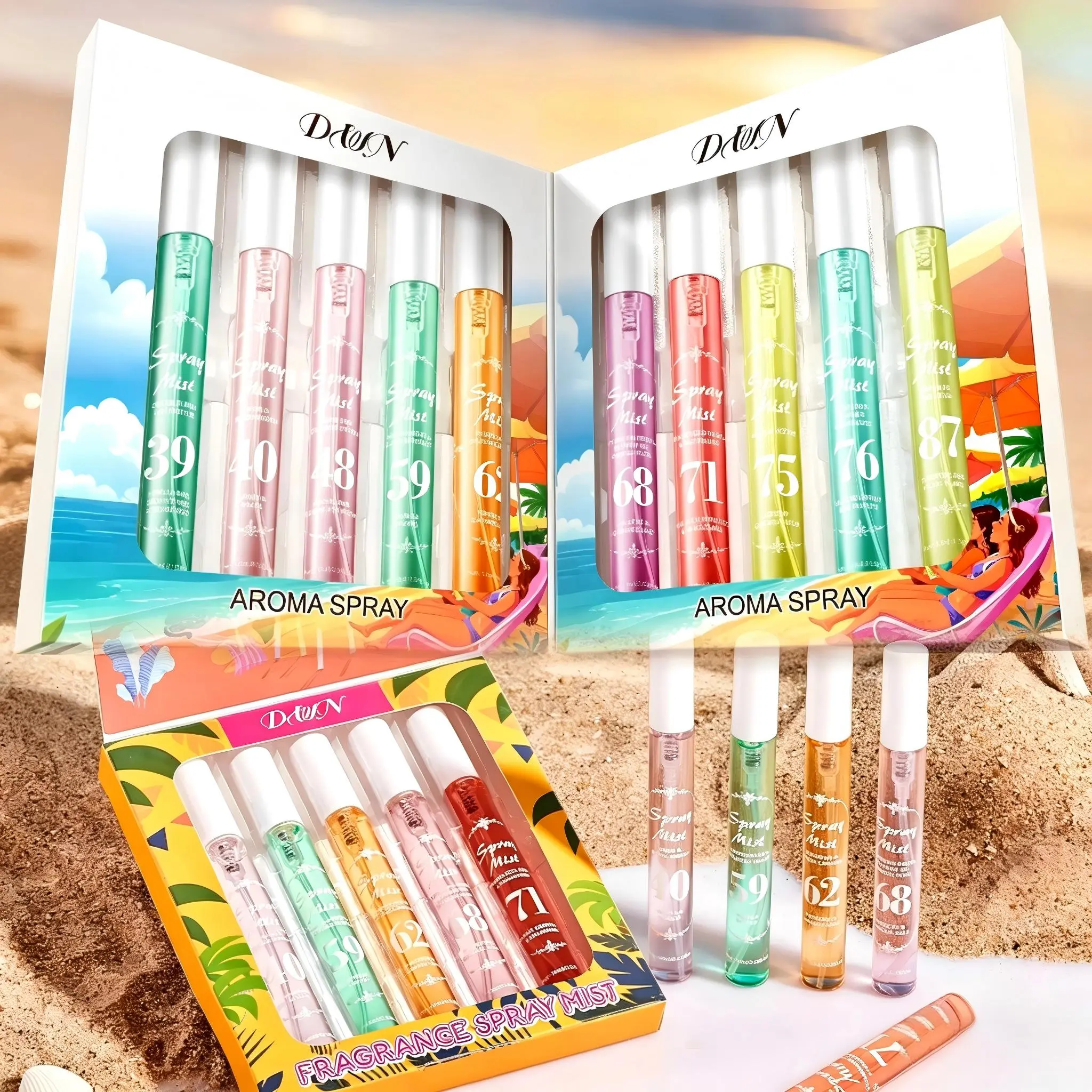 10-Piece Fragrance Gift Set for Women, Perfume Sample Kit with Travel-Size Mists, Vanilla, Caramel, Amber & Grapefruit Scents
