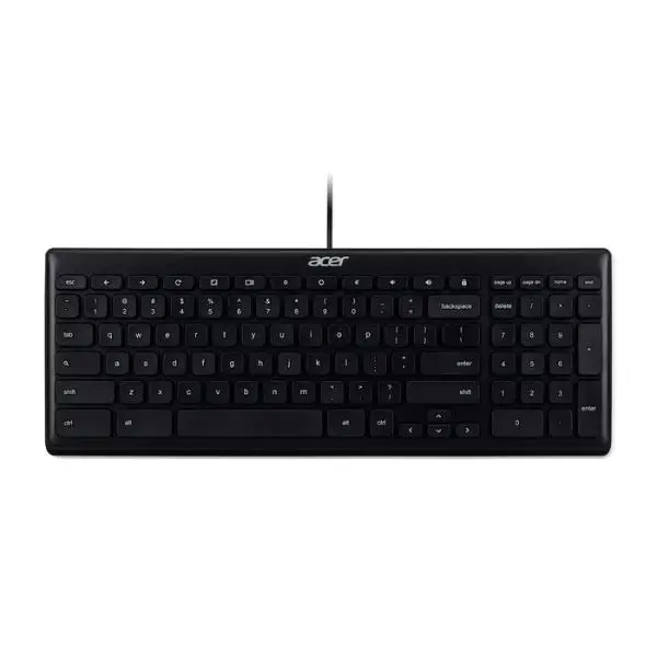 Acer America GP.KBD11.00S AKB910 Full-Size (100%) Chrome Finish US International Wired Desktop Keyboard - Black, 1.8 m Cable, Durability, Optimal Performance, Desktop Keyboards
