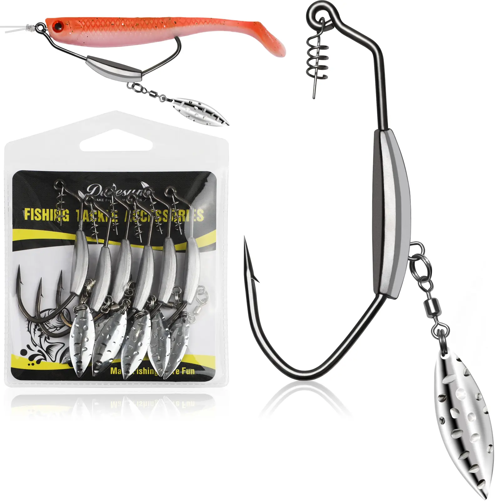 Weighted Swimbait Hooks (12PCS/44PCS) - 3/0,4/0,5/0 V-Bend Design, Screw-Lock Bait Keeper, Keel-Shaped Weight, Weedless Fishing Lure Set Terminal Tackle, Big-Fish Ready for Bass Fishing (Saltwater/Freshwater)