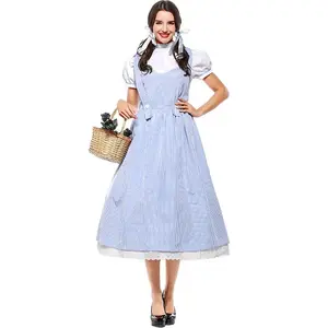 Classic Fairy Tale Dorothy Alice Inspired Dress Halloween Costume for Women Girls Wizard of Oz Storybook Character Outfit