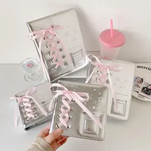 Pink Silver PU Leather A7/A5 Kpop Photocards Collect Binder idol Photo Card Book Idol Storage Album Stationery