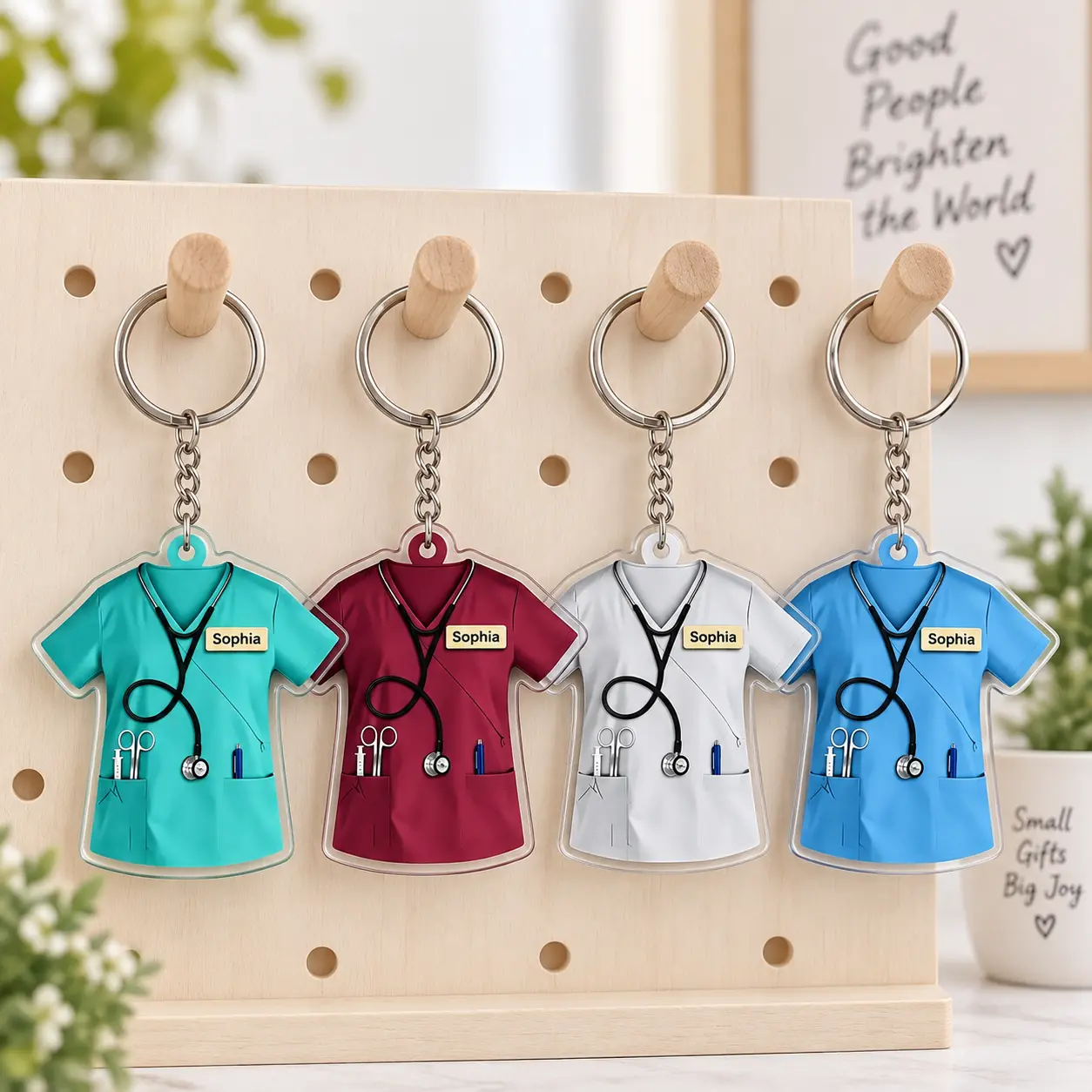 [Pls Note] Personalized Nurse Scrub Keychain, Custom Name Acrylic Medical Key Ring, Stethoscope Scrubs Nurse Gift, Nursing Student Graduation Gift