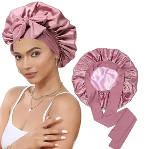 Double Layer Silk Bonnet for Haircare - Soft & Practical Sleeping cap with Elastic Tie Band for Curly & Natural Hair Mother's Day Gift
