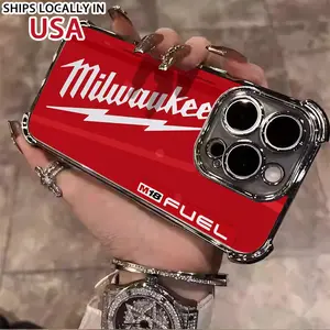 Designed for iPhone 16/15/14/13/12/11 Pro Max Plus Electroplating luxury transparent four corner anti drop and shockproof phone case Red Pattern Milwaukee Phone Case 010 face phone case Protector Screen Protector Protection Cover