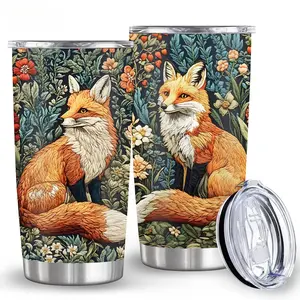 3D Fox Lid Tumbler 20oz - Double-Wall Insulated Stainless Steel Cup, Novelty & Reusable, Perfect Gift for Lovers, Colleagues, Classmates, Fox Enthusiasts