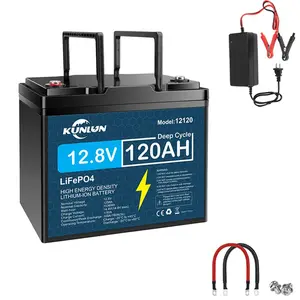 KUNLUN 12V 120Ah LiFePO4 Extended Capacity Lithium Battery - 12.8V 1536Wh, Built-in 100A Smart BMS Protection, 5000+ Deep Cycles, Long Lasting Replacement Battery for Off-Grid Solar, Camping, RVs, Extended Capacity Battery