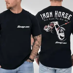 Iron Horse Biker Snap-On Tools T-Shirt, Bold Motorcycle Graphic Logo Print,100% cotton, suitable for all seasons, is an excellent choice for daily wear, exercise, parties or street style outfits.
