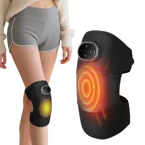 3-in-1 Heated Knee Massager with Vibration - 3 Heat/3 Massage Modes, Smoke-Free Moxibustion Design, Mugwort Bag Insert, 2000mAh Battery,15 minutes per cycle /6 cycles/1.5Hours Type-C Charging  Perfect for Home Office Car Daily Use & Gift