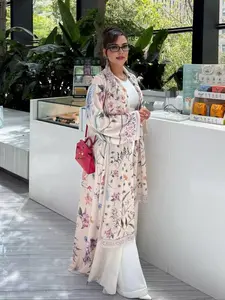 Elegant Printed Abaya Open Front Cardigan Long Robe Set, Abaya Hijab Set, Party Festival Beach Wear with Headscarf, Two-Piece Fashionable Loungewear
