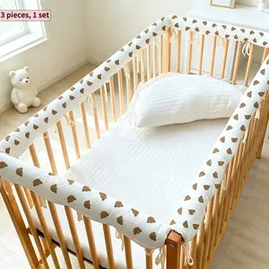Baby Bed Safety Guard, Style Bear Design, Breathable Protective Crib Rail Covers, Anti-Chewing Baby Bed Protector, 1pc Infant Bed Wrap