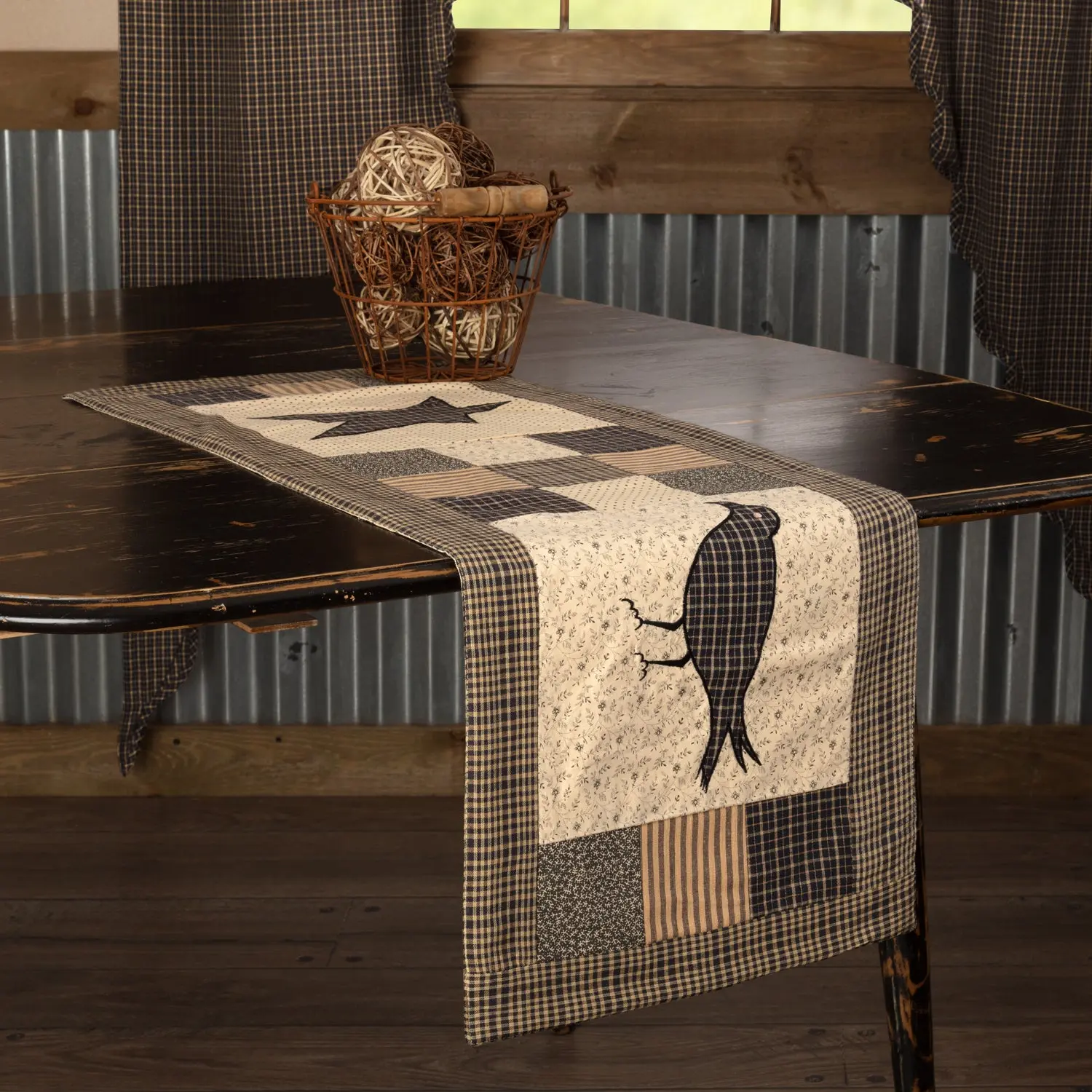 Kettlehurst Quilted Table Runners, Durable Patchwork Design with Crow Accent, Table Decor for Kitchen, Coordinating Household Textile Accessories