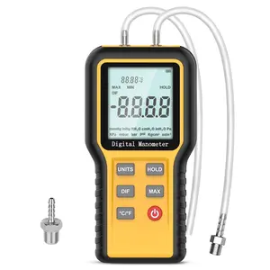 Portable Digital Manometer Gas Pressure Tester, Differential Pressure Gauge with ±0.3% FSO Resolution, 12 Optional Units Portable Air Pressure Gauge with LCD Backlight