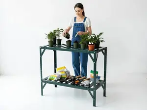 Grandio Greenhouse Potting Bench | Powder Coated Steel, 2-Tier