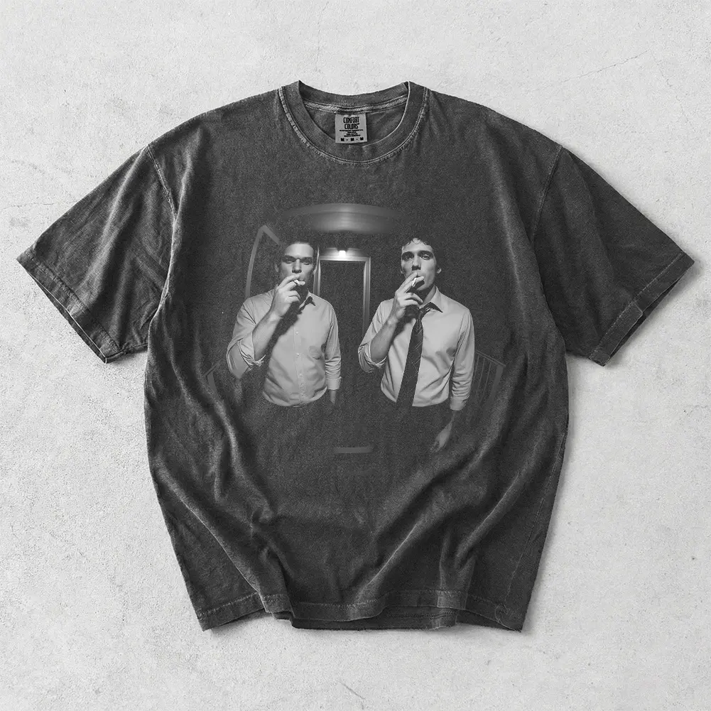 Dexter TV Show Smoking Duo Graphic T-Shirt, Vintage Dark Thriller Crime Drama Tee, Dexter Inspired Shirt, Gift for Men and Women