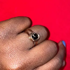 Tarnish Free Copper Wire/ Obsidian Ring
