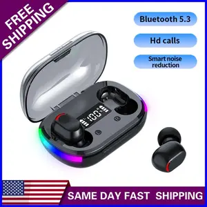 Black TWS Bluetooth 5.3 Earbuds, Wireless Noise-Canceling Earphones with USB Mobile Charging, Waterproof for Phones, Laptops, Tablets