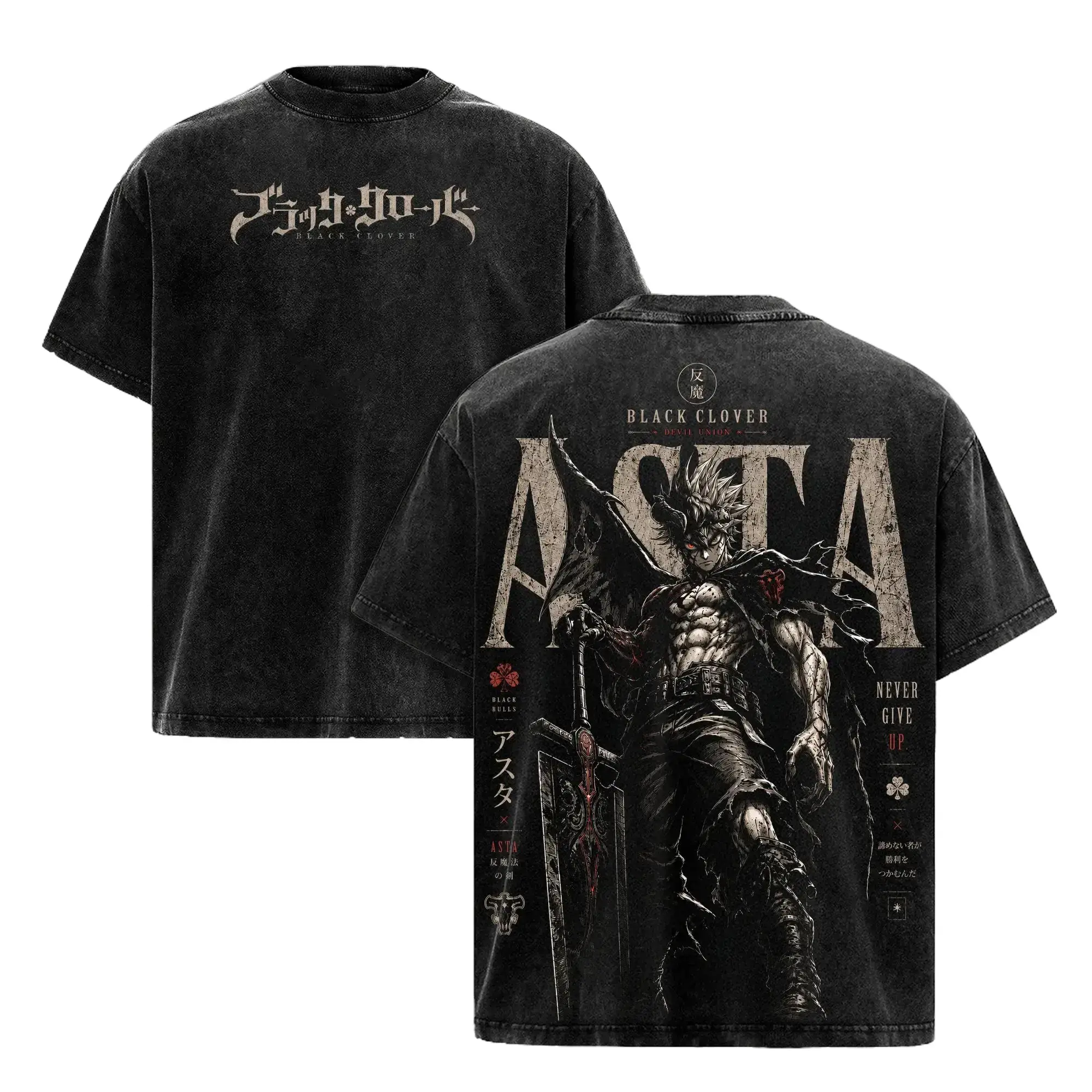 Asta Black Clover T-Shirt, Devil Union Anime Graphic Tee, Back Print Vintage 90s Anime Shirt, Graphic Tees Men, Trendy Tshirts, Men's T Shirts, Black Clover Streetwear, Unisex Cotton Distressed Tee, Merch For Men, Men Fashion Graphic Tee