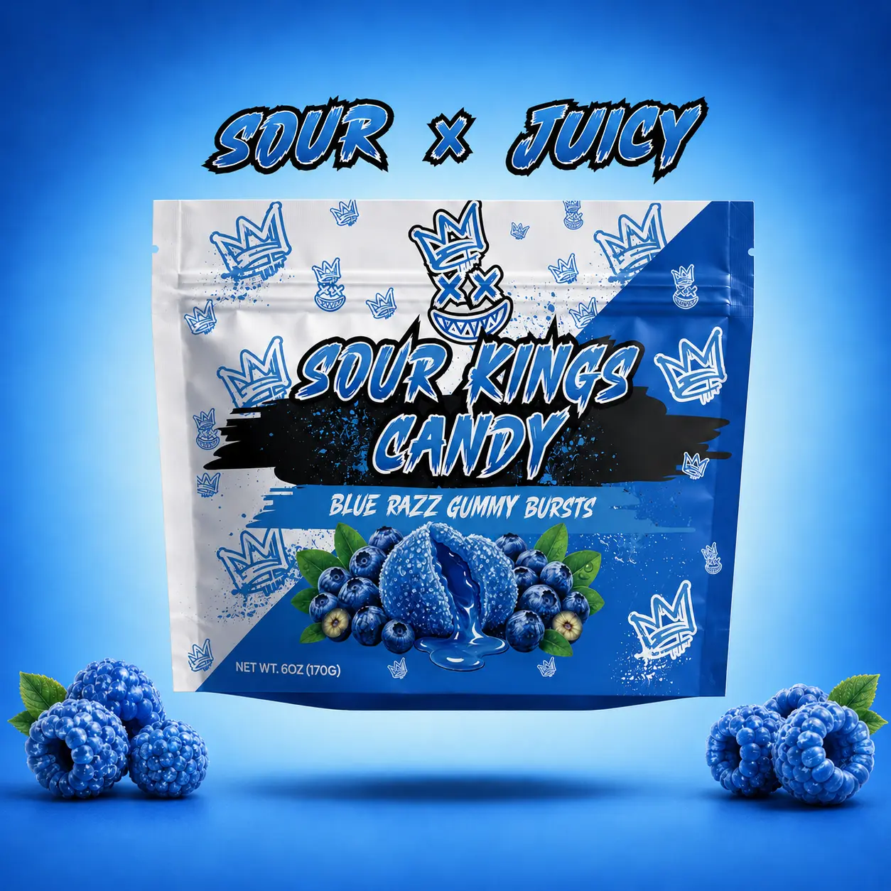 Blue Razz Sour Bursts - Viral Sour Candy Snack