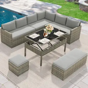 【Dealsforyoudays】Yitahome Patio Furniture Set, 6-Piece and 7-Piece, All-Weather PE Rattan Wicker Outdoor Sectional Sofa with Soft Cushions & Coffee Table, Patio Conversation Set for Backyard, Garden, Porch, Balcony