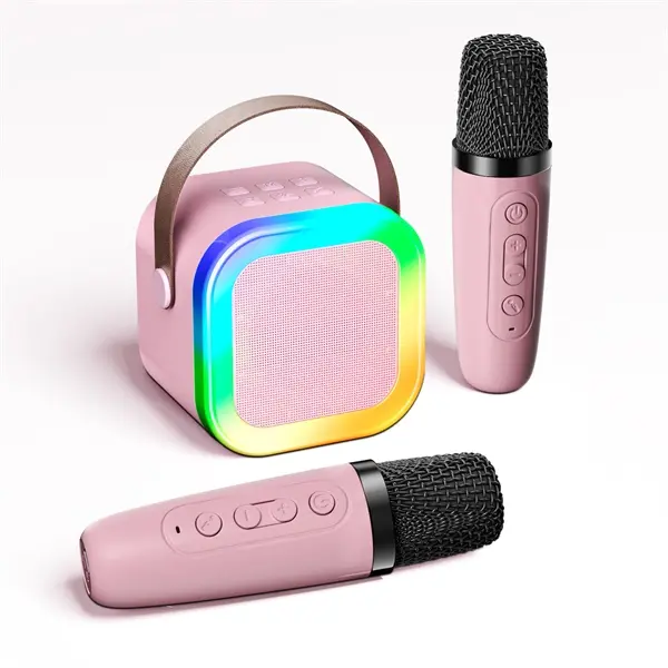 Wireless Karaoke System with 2 Wireless Mics - Portable All-in-1 Home Karaoke Stereo, Battery-Powered Hi-Fi Setup with Aux/Phone Music, Deep Room-Fill Bass, Punchy Bass Punch, Party Anywhere Blush Pink Speaker Gift for Entertainers, Batteries